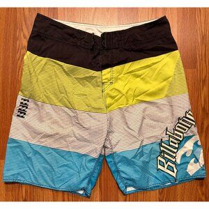 Billabong Board Shorts Mens 36 11" Striped Colorblock Embroidered Swim Trunks